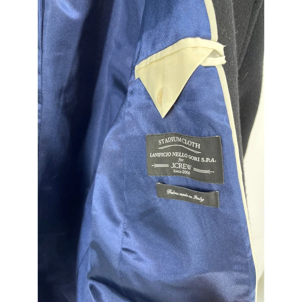 J.Crew‎ Black Stadium Cloth Wool Cocoon Coat Italian Fabric Gold Buttons Size 2 - Picture 6 of 10